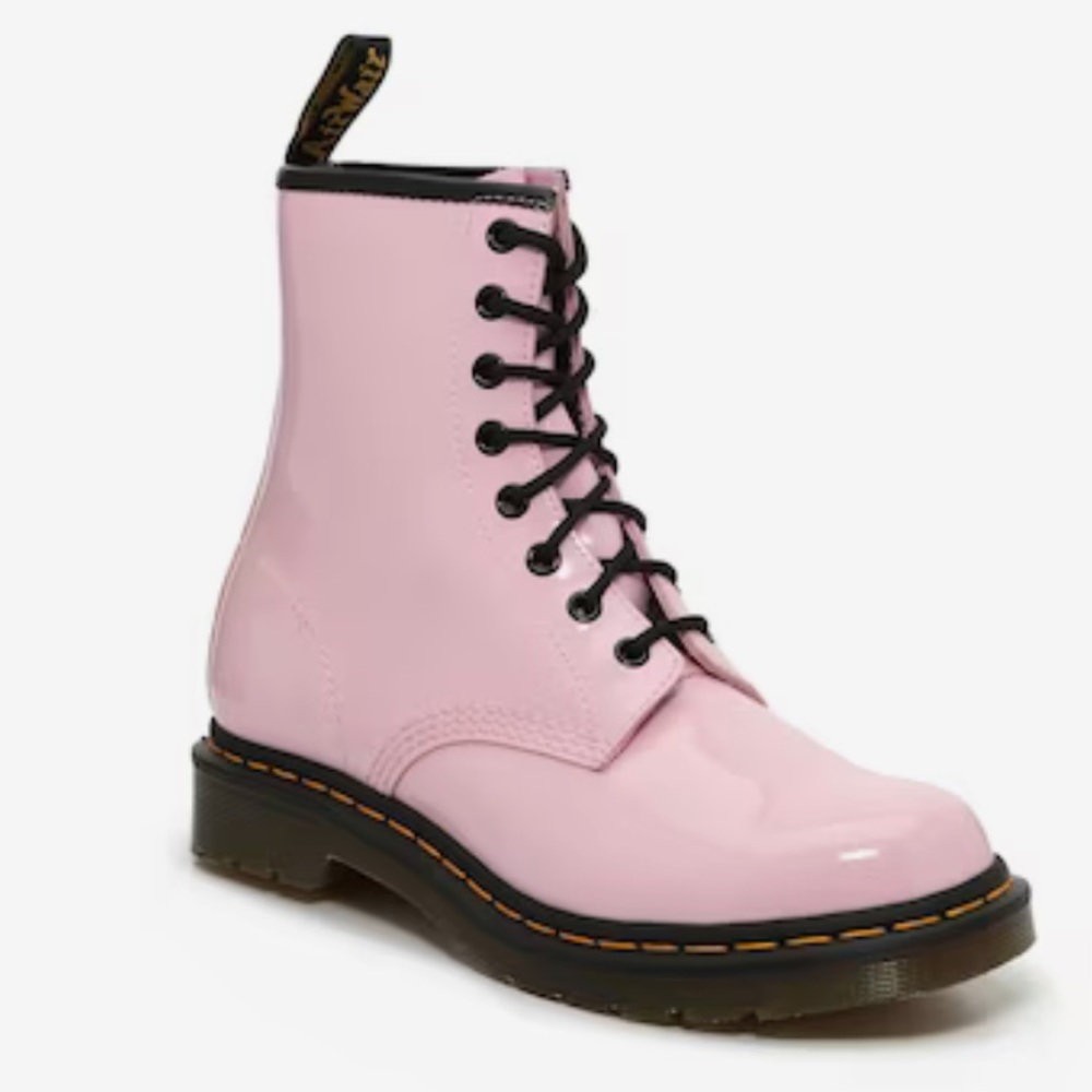 Dr. Martens Women's 1460 Patent Leather Lace Up Boots Size 10 - Pink